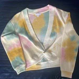 V-neck tie dye long sleeve sweater size XS